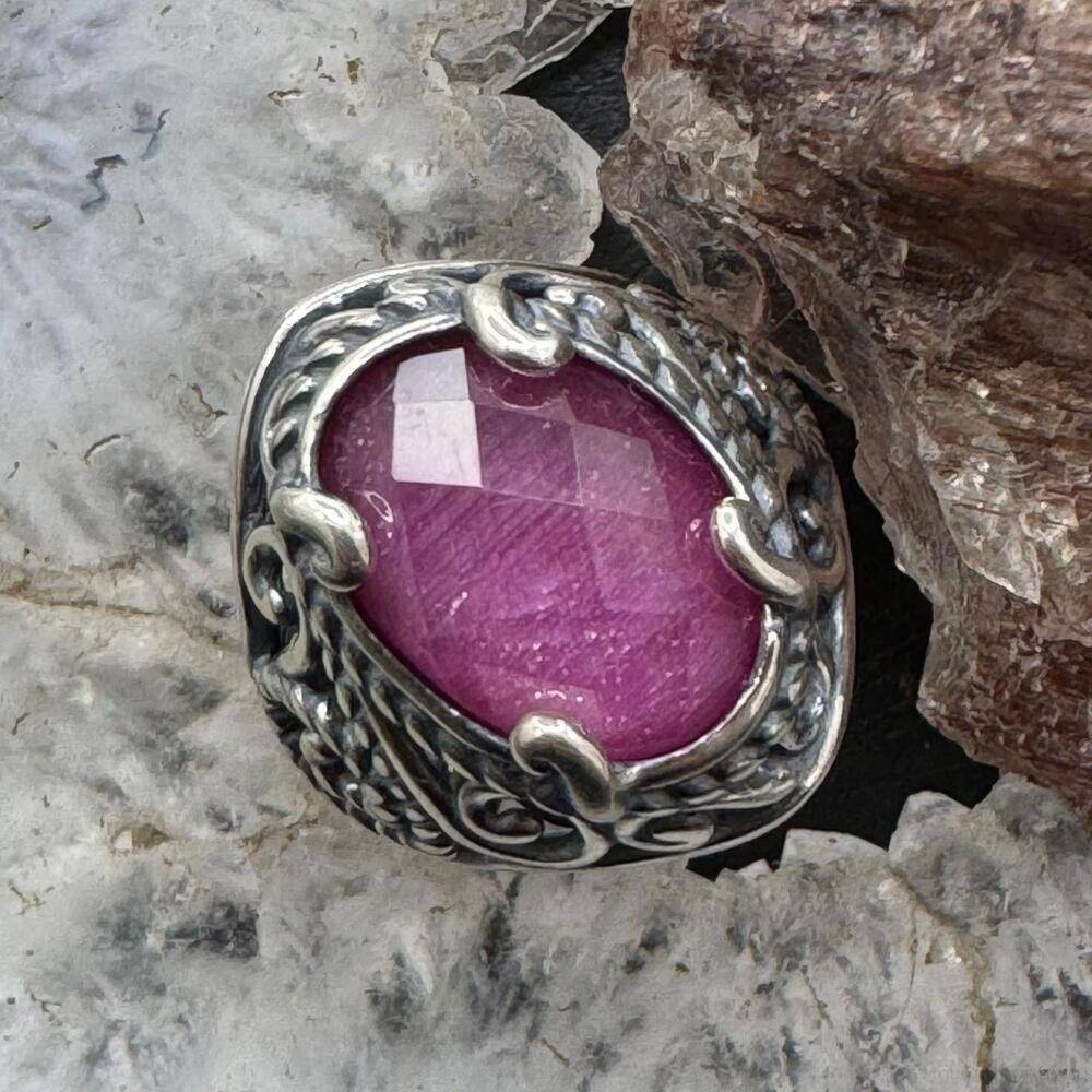 Carolyn Pollack Sterling Oval Ruby Doublet Decorated Ring For Women Sz Variety